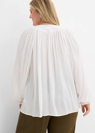 Blouse longue en viscose fluide, Couleur: blanc