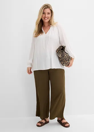 Blouse longue en viscose fluide, Couleur: blanc