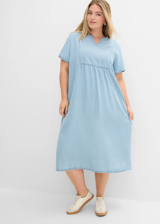 Robe en jean, Couleur: bleu clair denim