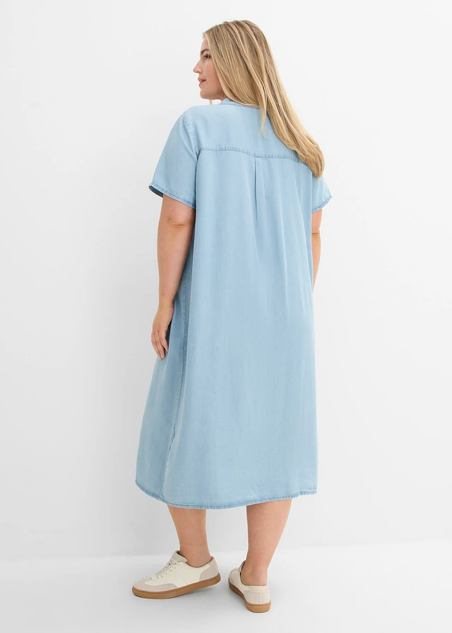 Robe en jean, Couleur: bleu clair denim