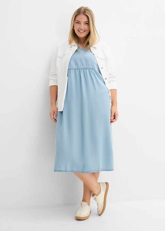 Robe en jean, Couleur: bleu clair denim
