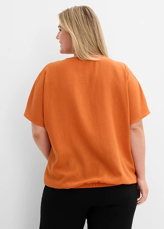 Oversized blouse met elastische zoom, Kleur: terracotta