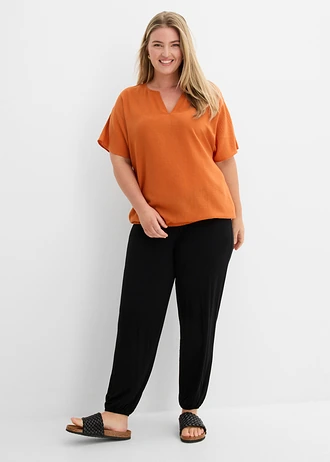 Oversized blouse met elastische zoom, Kleur: terracotta