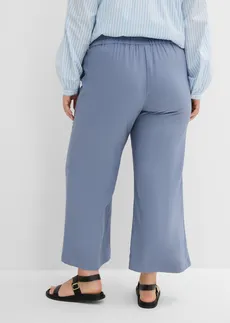 Pantalon large et doux en viscose mélangée, Couleur: bleu fumé