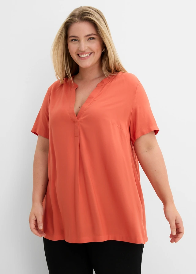 Tunique longue 100% viscose, Couleur: rouge cannelle