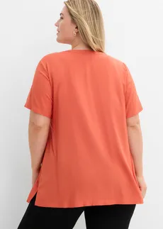 Lange tuniek van pure viscose, Kleur: kaneelrood