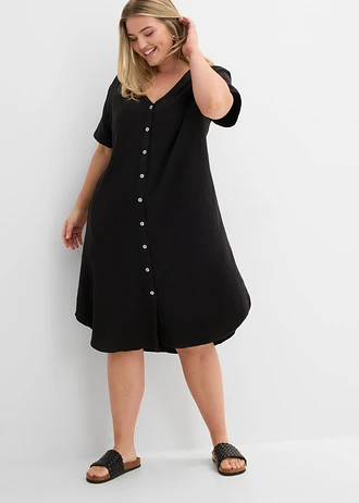 Blousejurk van zachte mousseline, Kleur: zwart