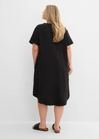 Blousejurk van zachte mousseline, Kleur: zwart