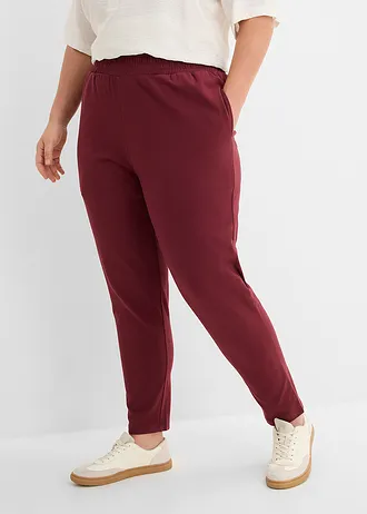 Jersey broek van katoenmix, Kleur: esdoornrood