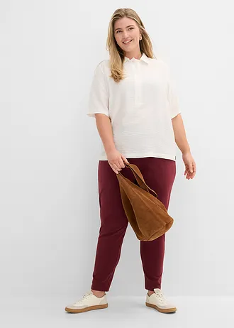 Jersey broek van katoenmix, Kleur: esdoornrood