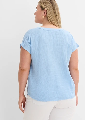 Blousetop van katoen, Kleur: lichtblauw