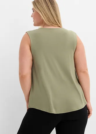 Top in een zachte viscosemix, Kleur: olijfgroen