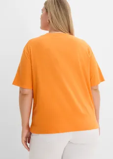 Katoenen boxy shirt van slub garen (set van 2), Kleur: donkerblauw-lichtoranje