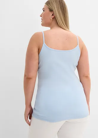 Top s úzkými ramínky, s čistou bavlnou (2 ks v balení), barva: pinklady + pudrově modrá