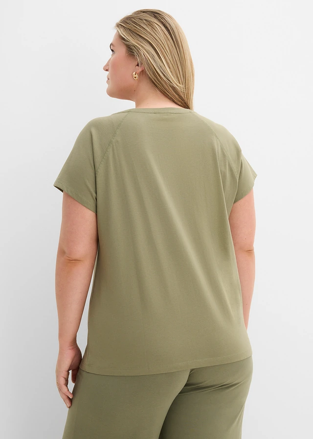T-shirt van biologisch katoen, Kleur: olijfgroen