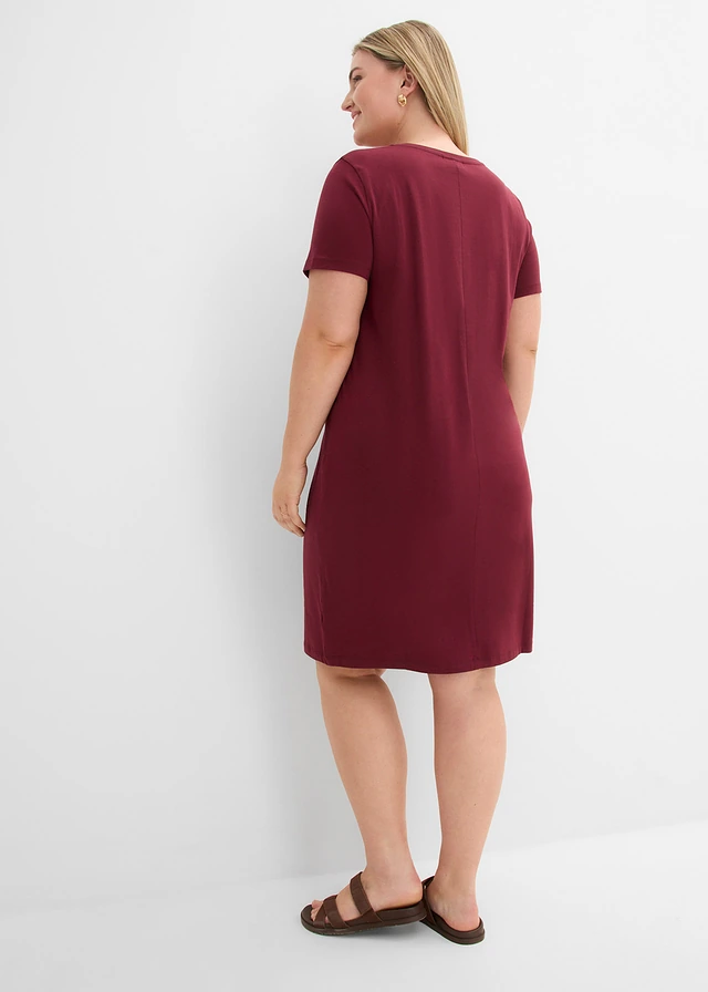Lot de 2 robes en jersey 100% coton, Couleur: gris chiné-rouge érable