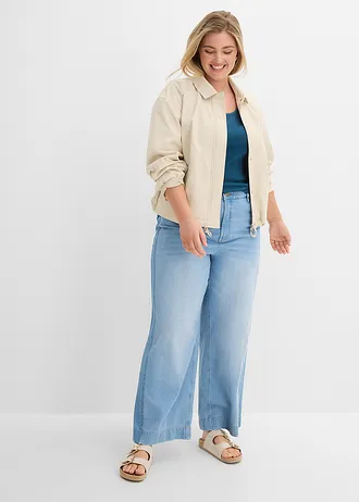 Geribd shirt met biologisch katoen (set van 2), Kleur: blauwpetrol-wolwit