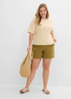 T-shirt boxy en coton épais, Couleur: sable clair