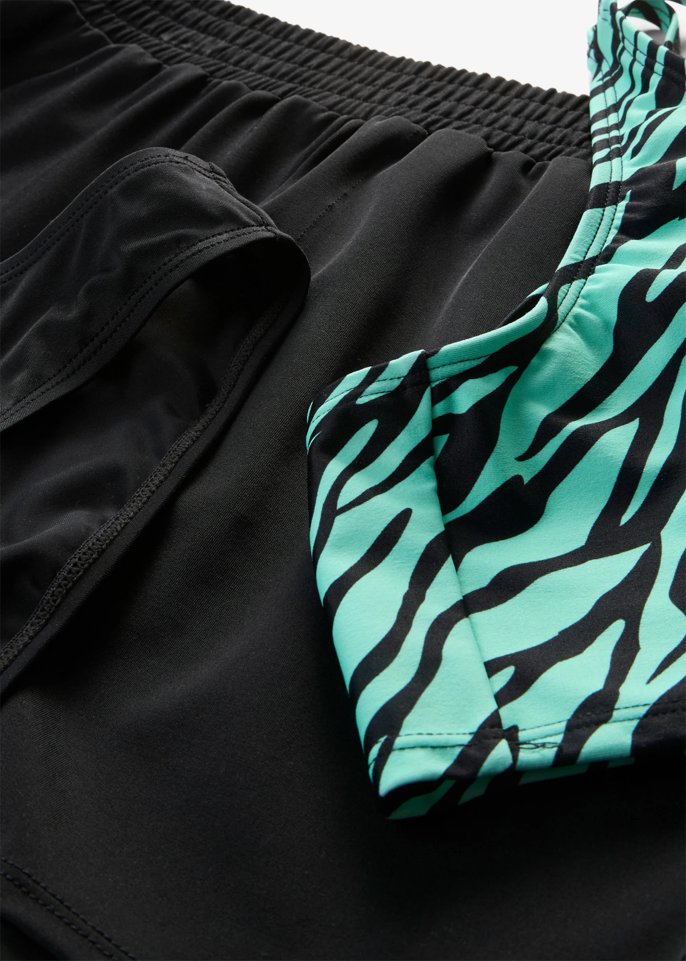 Bikiny a šortky (3-dielna sada) • čierna-mentolovo zelená zebra • obchod bonprix