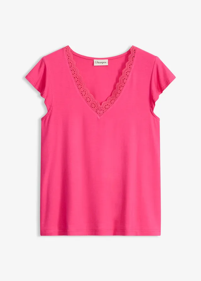 T-shirt en viscose extensible, Couleur: fuchsia