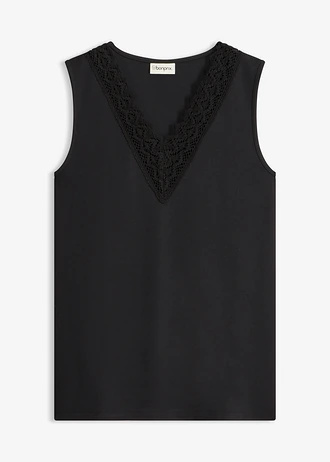 Shirt met kant, Kleur: zwart