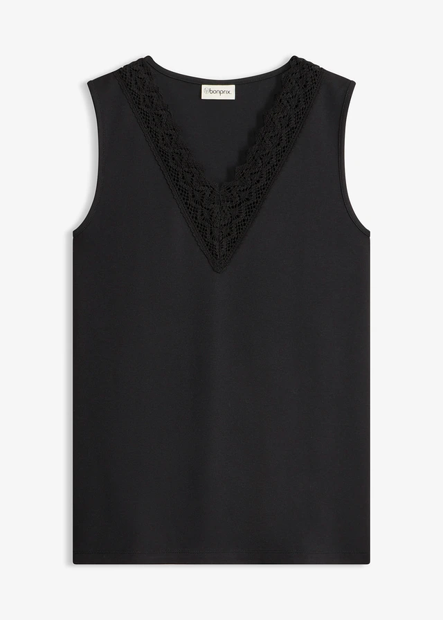 Shirt met kant • zwart • bonprix online shop
