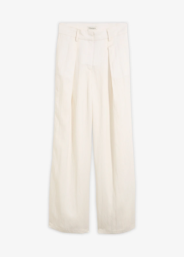 Pantaloni cu pense din amestec de viscoză