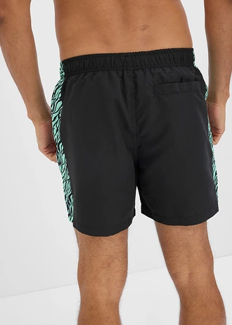 Șort de baie cu inserții cu imprimeu • negru-verde-mentol • magazin bonprix