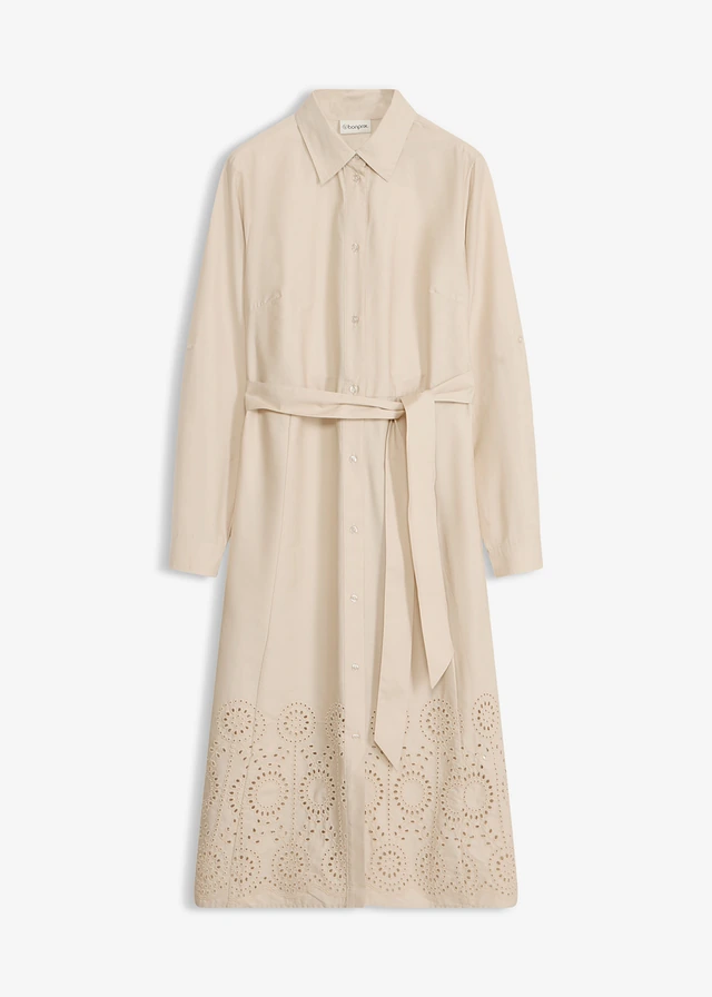 Robe-chemise avec broderies anglaises • sable clair • product-page.page-title-suffix