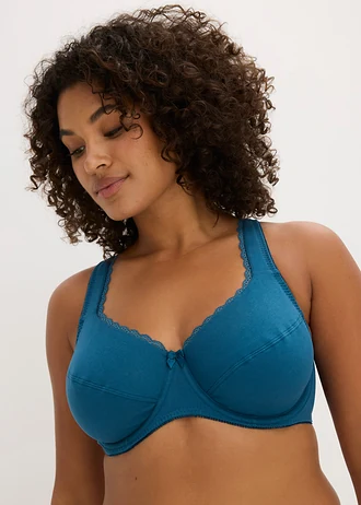 Beugel bh met zacht biologisch katoen (set van 3), Kleur: blauwpetrol+lila+krijtbeige