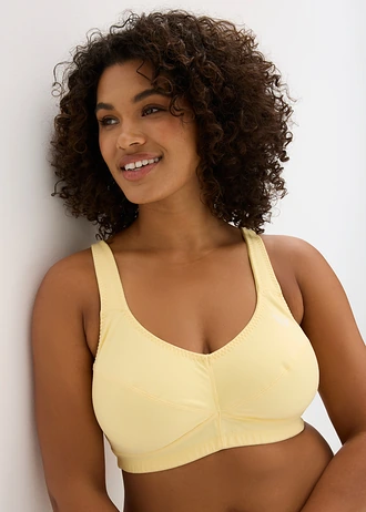 Lot de 2 soutiens-gorge coton sans armatures, Couleur: jaune clair + bleu aqua