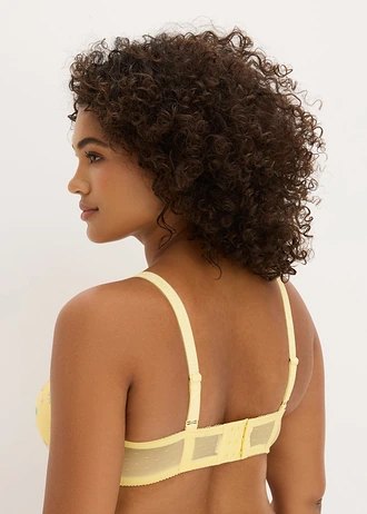 Voorgevormde bh met mooi borduursel, Kleur: lichtgeel gebloemd