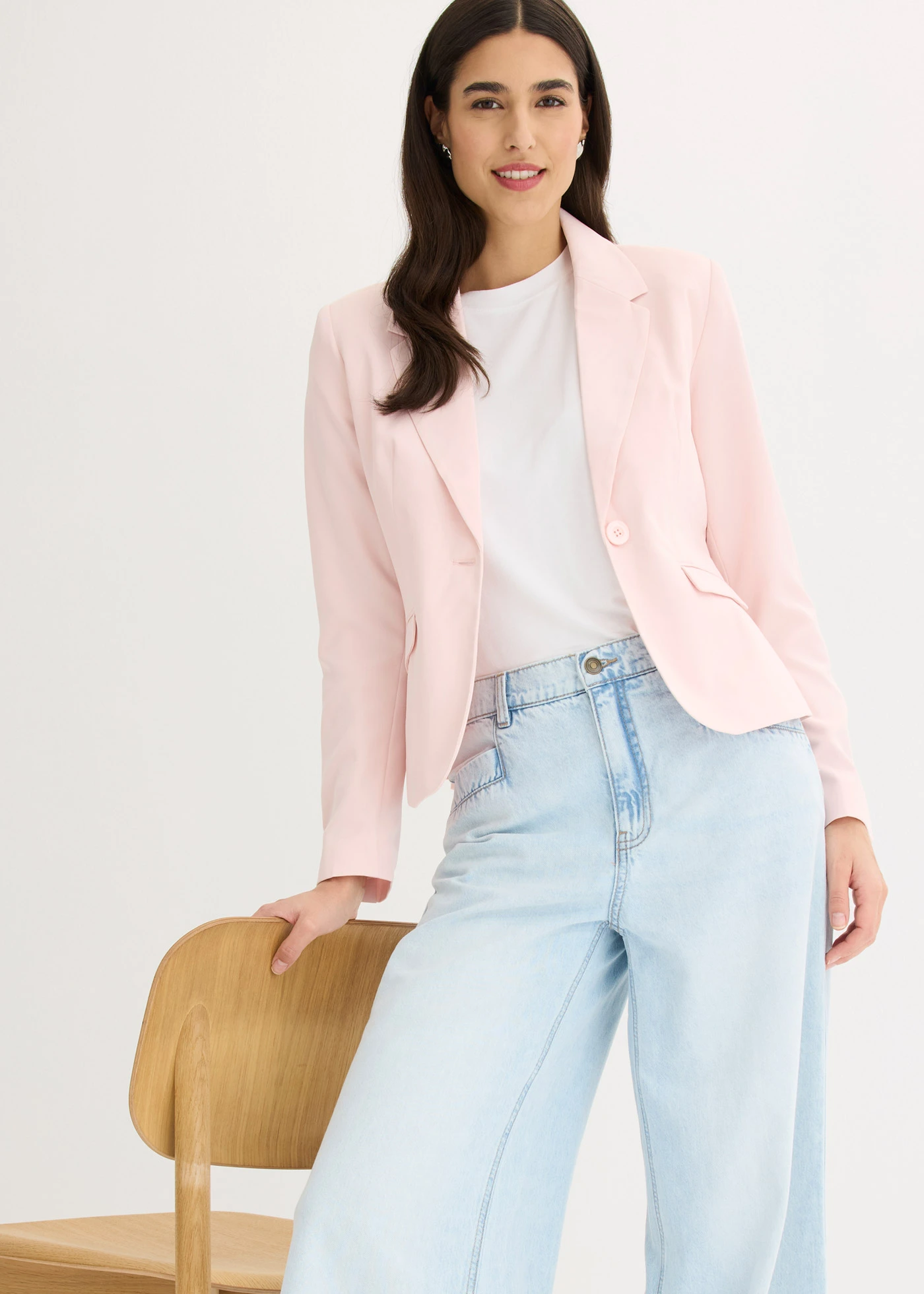 Korte blazer met klepzakken • parelroze • bonprix online shop