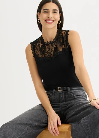 Top in een zachte viscosemix • zwart • bonprix online shop