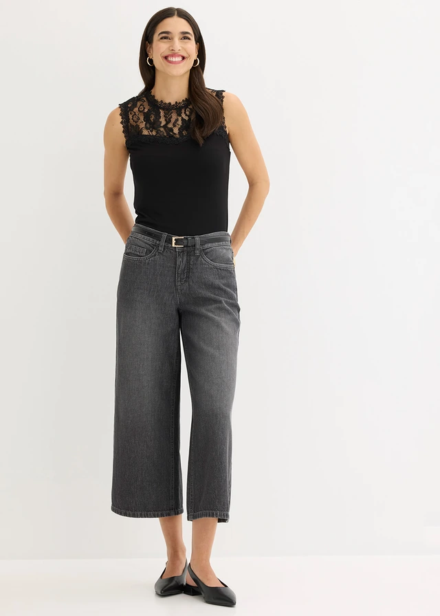 Top doux en viscose extensible, Couleur: noir