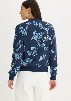 Korte bomber jack • donkerblauw/lichtblauw gebloemd • bonprix online shop