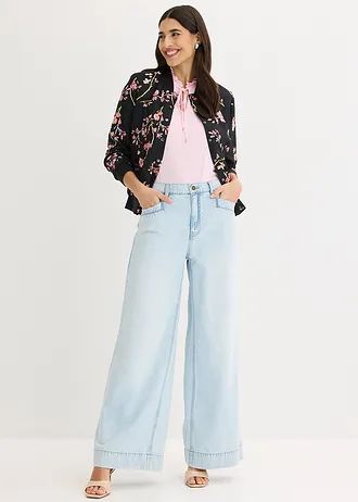 Korte bomber, Kleur: zwart-roze gebloemd