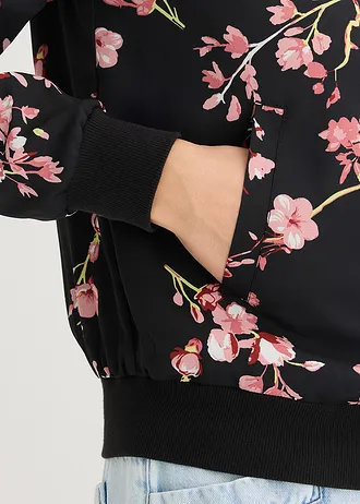 Blouson court • noir-rose floral • Boutique bonprix