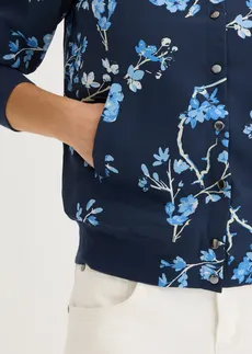 Korte bomber jack • donkerblauw/lichtblauw gebloemd • bonprix online shop