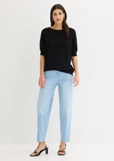 Pull en fine maille de coton mélangé • noir • Boutique bonprix