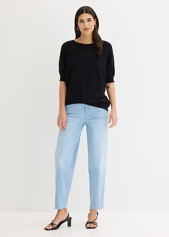 Svetr z jemné pleteniny z bavlněné směsi • černá • bonprix obchod