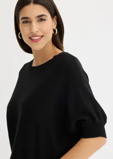 Pull en fine maille de coton mélangé • noir • Boutique bonprix