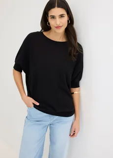 Pull en fine maille de coton mélangé, Couleur: noir