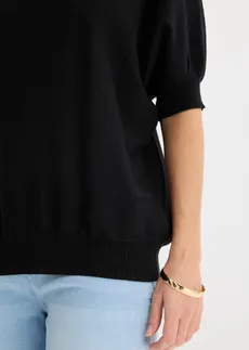 Pull en fine maille de coton mélangé • noir • Boutique bonprix