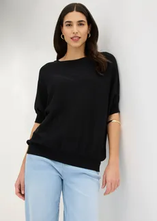 Pull en fine maille de coton mélangé • noir • Boutique bonprix