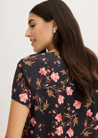 Blouse van viscose met korte mouwen • zwart gebloemd • bonprix online shop