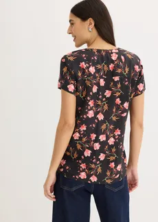 Chemisier manches courtes 100% viscose • noir floral • Boutique bonprix