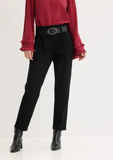 Bavlněné kalhoty se sklady u pasu, barva: černá