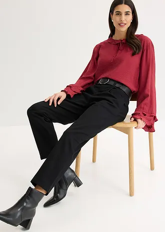 Bandplooibroek van katoen • zwart • bonprix online shop