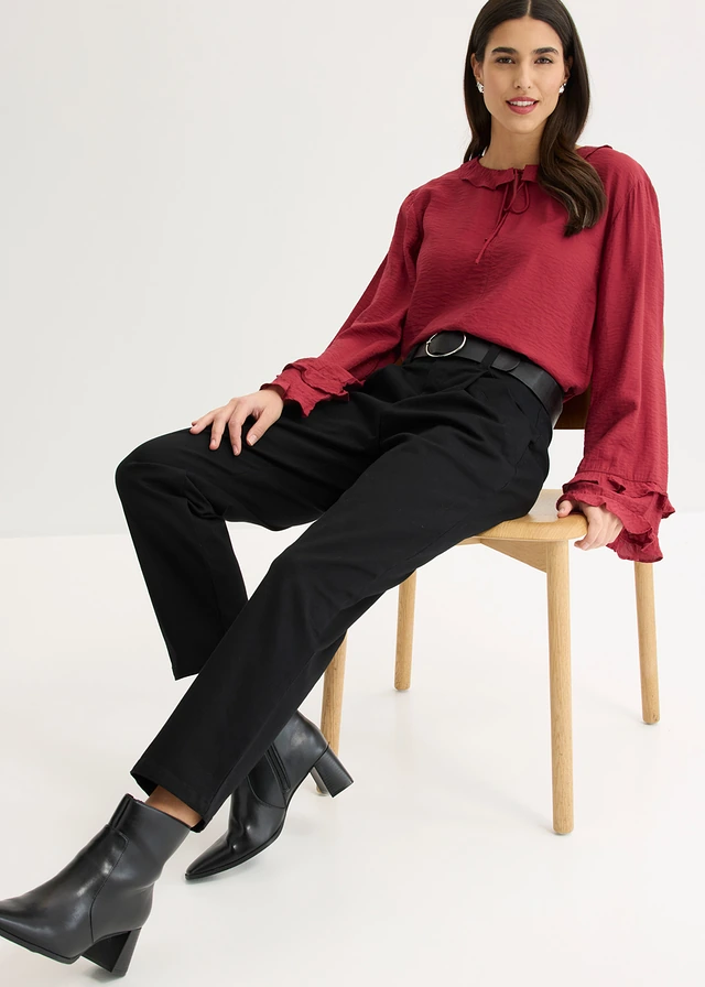 Pantalon à pinces en coton extensible • noir • product-page.page-title-suffix